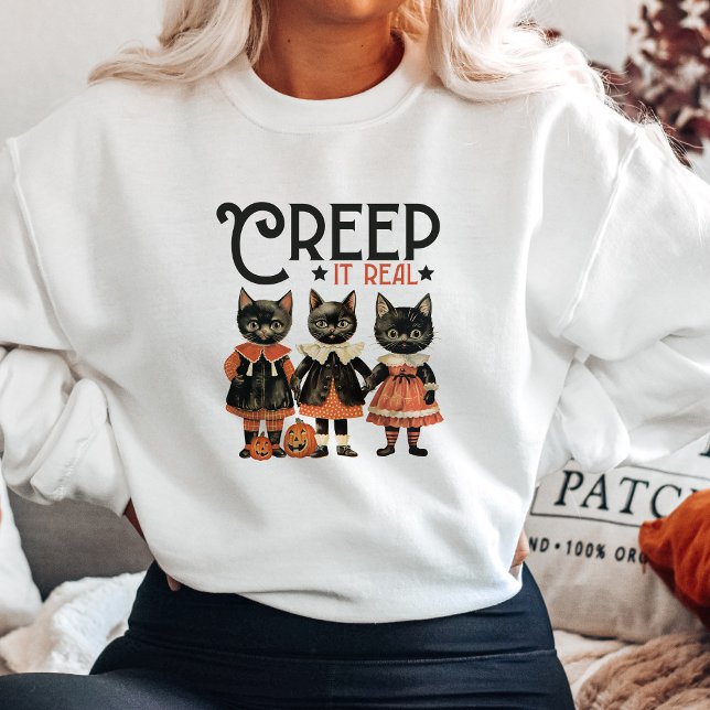 Vintage Halloween Black Cats Sweatshirt (Von Creator hochgeladen)