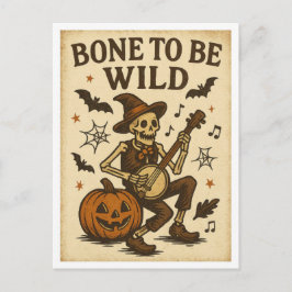 Vintage Halloween Bone to be Wild Postkarte