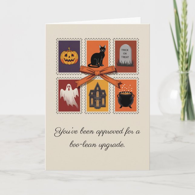 Vintage Halloween-Boom-Geisterkarte Karte (Vorderseite)
