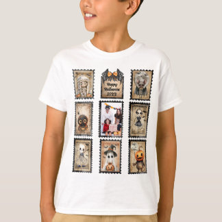 Vintage Halloween-Briefmarke, Foto hinzufügen T-Shirt