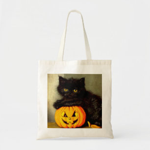 Vintage Halloween Cat and Jack-o’-Laterne Tragetasche