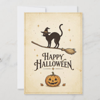 Vintage Halloween Cat Karte