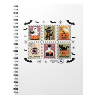 Vintage Halloween Cat Postage Stamp Collection T-s Notizblock