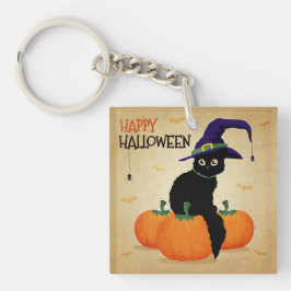 Vintage Halloween Cat und Kürbis | Schlüsselanhäng Schlüsselanhänger