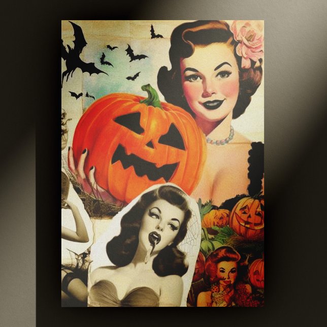 Vintage Halloween-Collage-Illustration Postkarte (Von Creator hochgeladen)