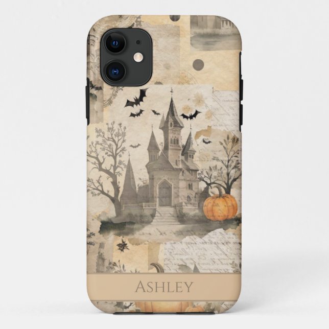 Vintage Halloween-Collage Personalisiert Case-Mate iPhone Hülle (Rückseite)