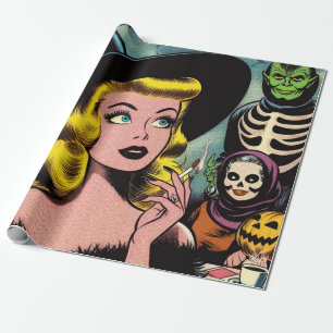 Vintage Halloween-Comicen Geschenkpapier