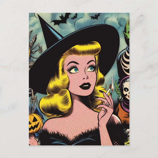 Vintage Halloween-Comicen Postkarte (Vorderseite)
