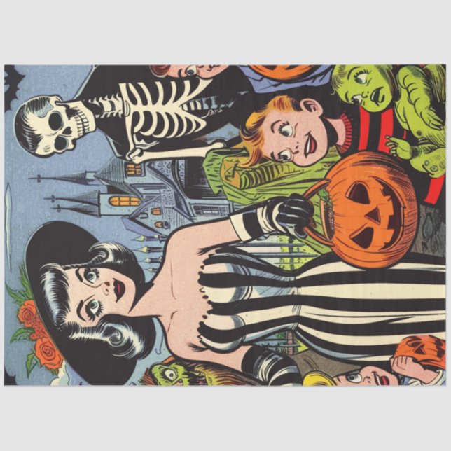 Vintage Halloween-Comicen Seidenpapier (Vorderseite)
