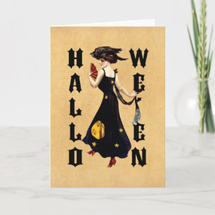 Vintage-Halloween-Dame Karte