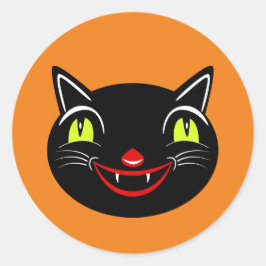 Vintage Halloween Dekoration Black Cat I Runder Aufkleber