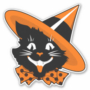 Vintage Halloween Dekoration Hexenkatze Aufkleber