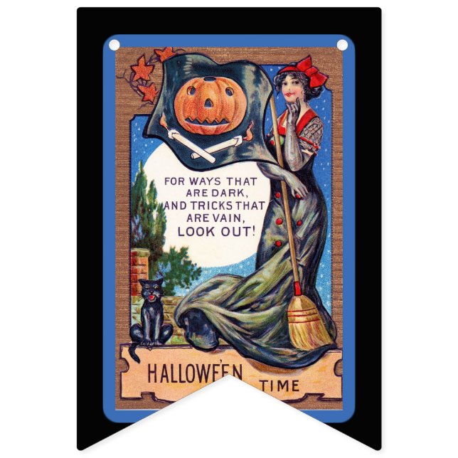 Vintage Halloween-Dekoration, Niedliches Halloween Wimpelkette (Dritte Fahne)