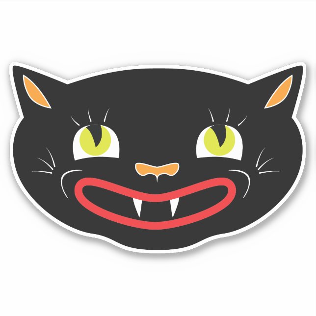 Vintage Halloween-Dekoration Schwarze Katze VIII Aufkleber (Vorderseite)