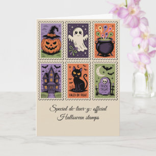 Vintage Halloween Delivery Briefmarke Card Spaß Karte