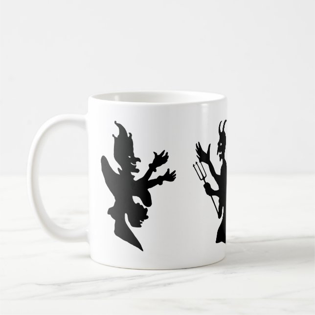 Vintage Halloween-Demon-Silhouetten Kaffeetasse (Links)