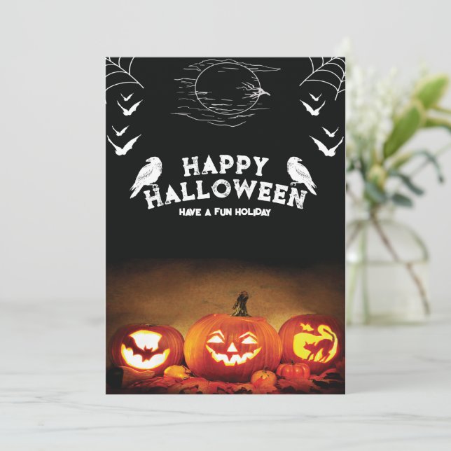 Vintage Halloween-Einladung, Halloween-Party Einladung (Stehend Vorderseite)