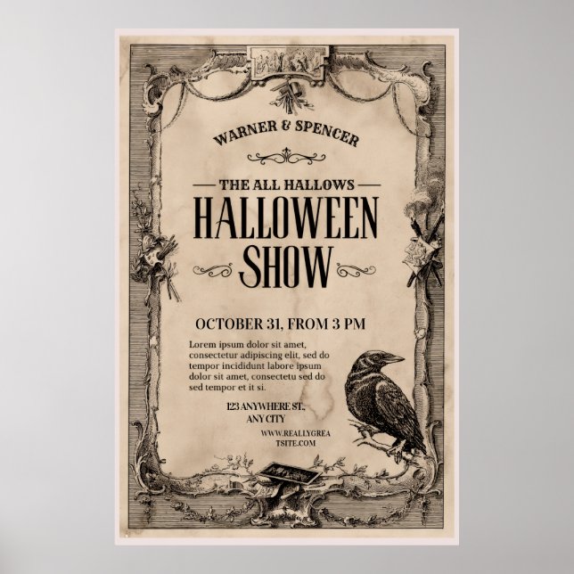 Vintage-Halloween-Einladung Poster (Vorne)