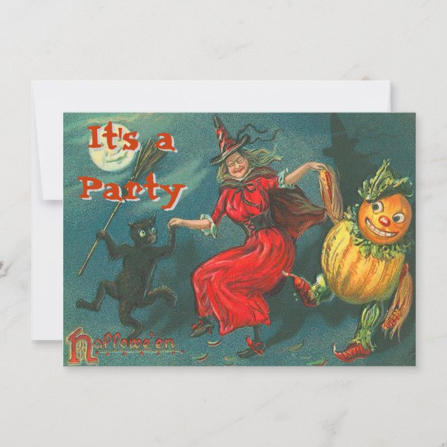 Vintage Halloween-Einladungen Einladung (Vorderseite)