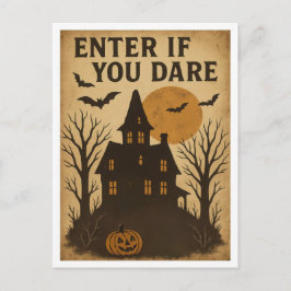 Vintage Halloween Eintreten, wenn du dich traust Postkarte