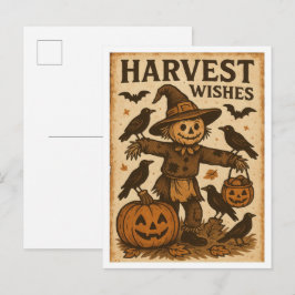 Vintage-Halloween-Erntewünsche Postkarte
