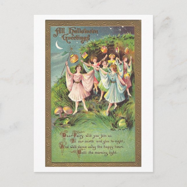 Vintage Halloween Fairy Postcard Postkarte (Vorderseite)