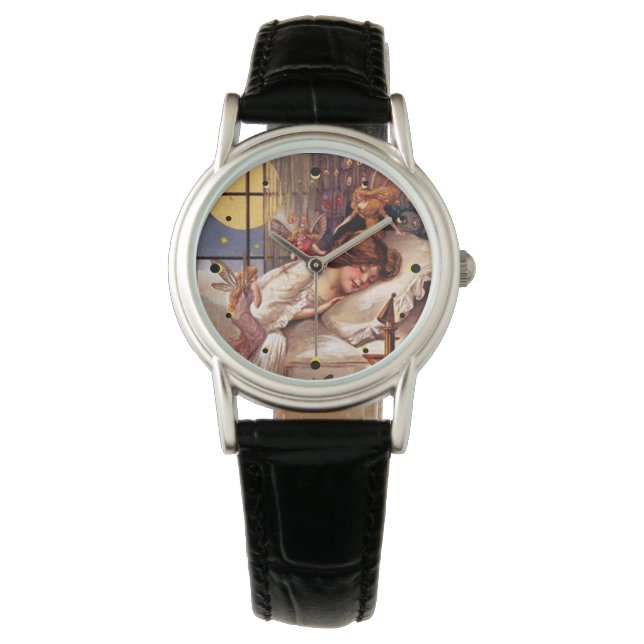 Vintage Halloween-Feen und Schlafmädchen Armbanduhr (Vorderseite)