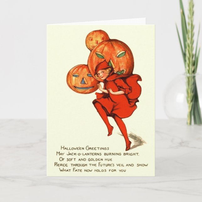Vintage Halloween-Fest-Grußkarte Karte (Vorderseite)