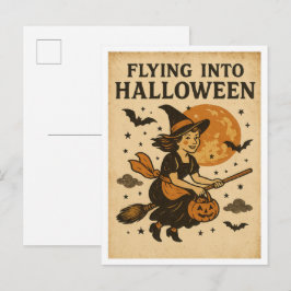 Vintage-Halloween-Flug Postkarte