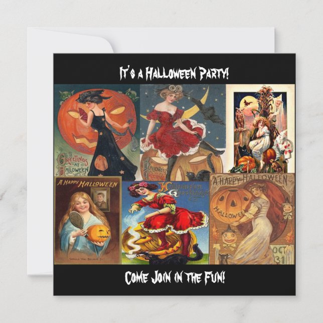 Vintage Halloween-Frauenmontage Einladung (Vorderseite)