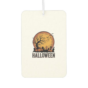 Vintage-Halloween-Friedhofs-Fledermaus-Mond-Kunst_ Autolufterfrischer