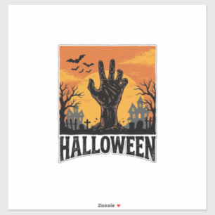 Vintage-Halloween-Friedhofs-Zombie-Hand-Shirt-Desi Aufkleber