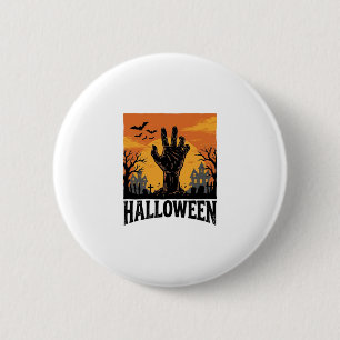 Vintage-Halloween-Friedhofs-Zombie-Hand-Shirt-Desi Button