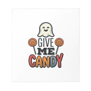 Vintage-Halloween-Gib-mir-Süßigkeiten-Geister-Shir Notizblock