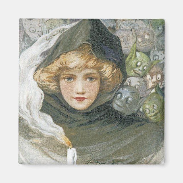 Vintage Halloween-Girl Magnet (Vorne)