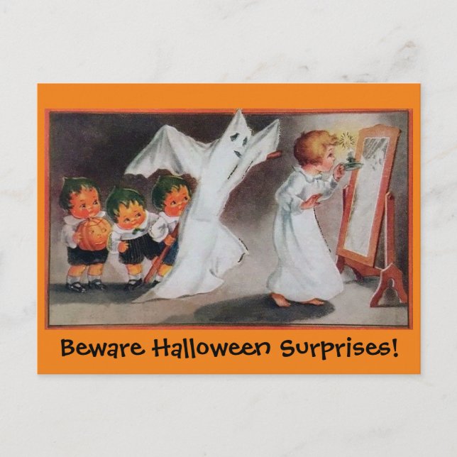 Vintage Halloween Girl Postcard Einladung (Vorderseite)