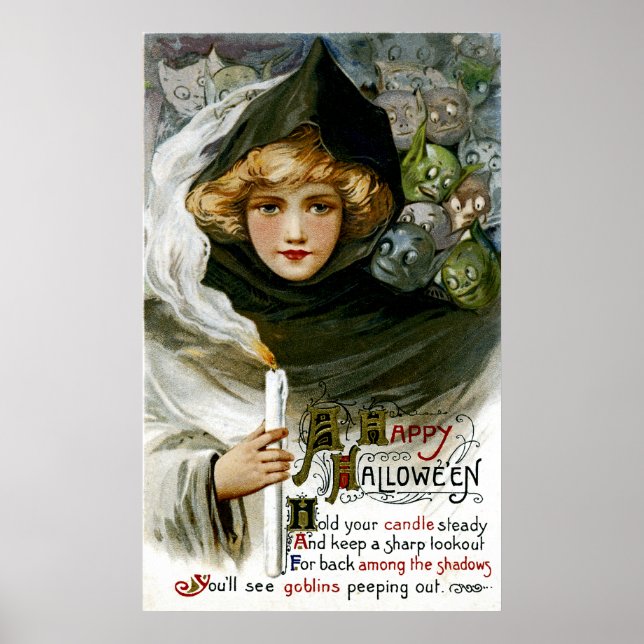 Vintage Halloween-Girl Poster (Vorne)