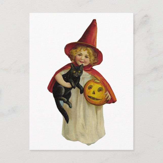 Vintage Halloween-Girl Postkarte (Vorderseite)