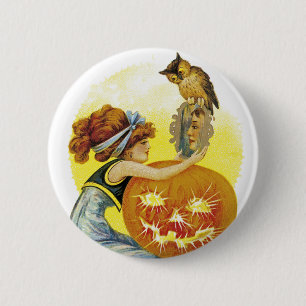 Vintage Halloween Glamour Button