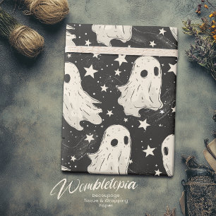 Vintage-Halloween-Gruselige-Geister- und Sterne-Mu Geschenkpapier