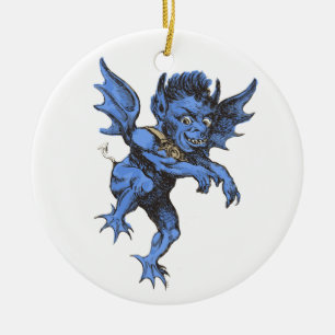 Vintage Halloween, gruseliger böser Gargoyle-Dämon Keramik Ornament