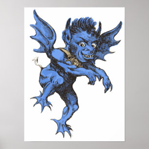 Vintage Halloween, gruseliger böser Gargoyle-Dämon Poster
