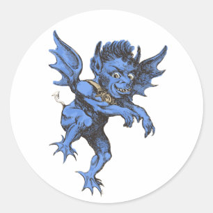 Vintage-Halloween, gruseliger böser Gargoyle-Dämon Runder Aufkleber