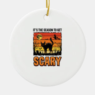 Vintage-Halloween-gruseliges-Katze-Hexe-Shirt-Desi Keramik Ornament