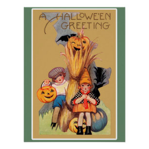 Vintage-Halloween-Gruß Poster