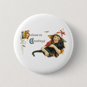 Vintage-Halloween-Grüße Button