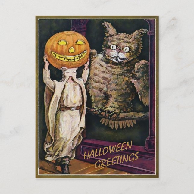 Vintage Halloween-Grüße Postkarte (Vorderseite)