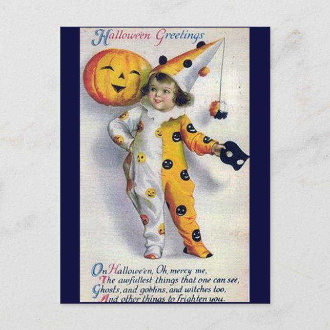 Vintage Halloween-Grüße Postkarte (Vorderseite)