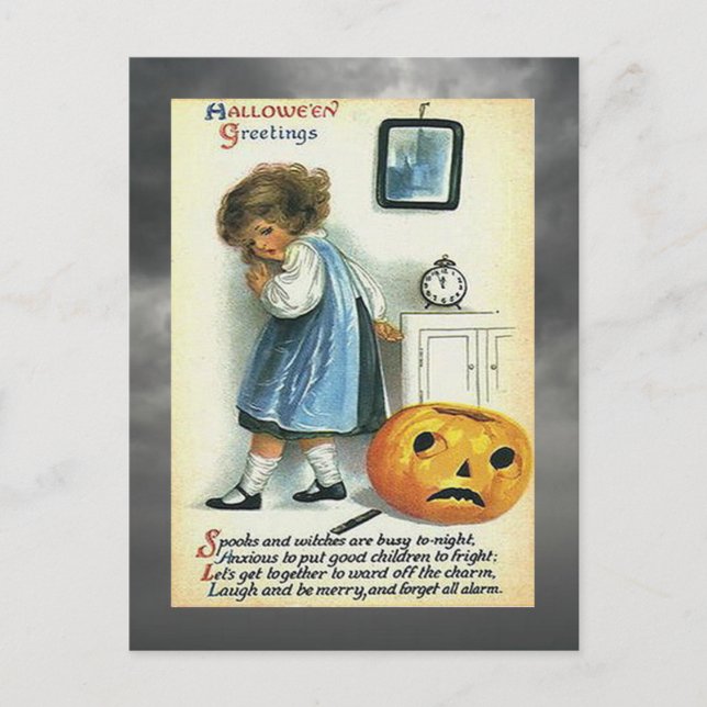 Vintage Halloween-Grüße Postkarte (Vorderseite)