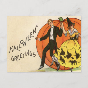Vintage Halloween-Grüße - Tanzendes Paar - Postkarte